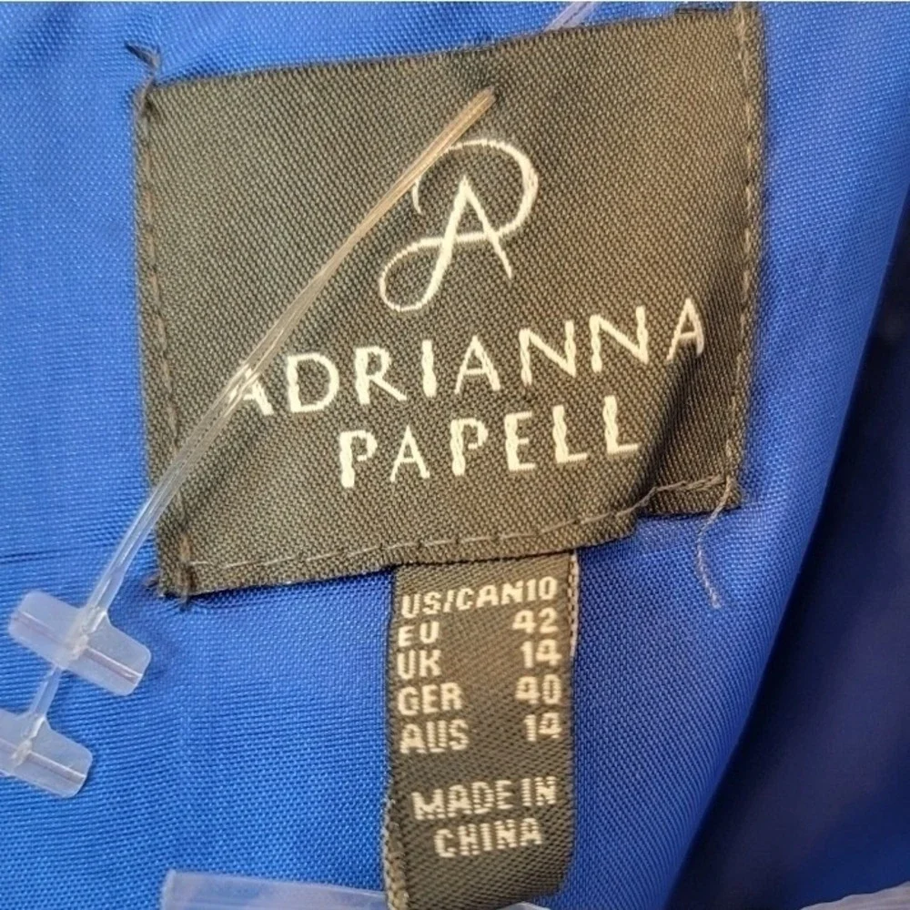 ADRIANNA PAPELL Mini Dress Strapless Stretch Tulle Lace Blue Lined Love Story 10